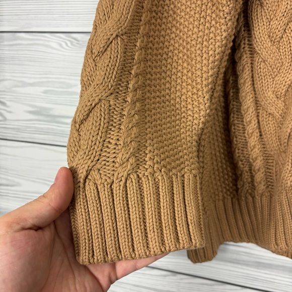 Quince Cable Knit V-Neck Chunky Cardigan Size Small 100% Organic Cotton - Picture 2 of 7